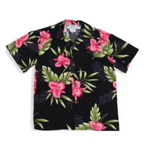 Pink Orchid Black Boys Hawaiian Shirt for Family