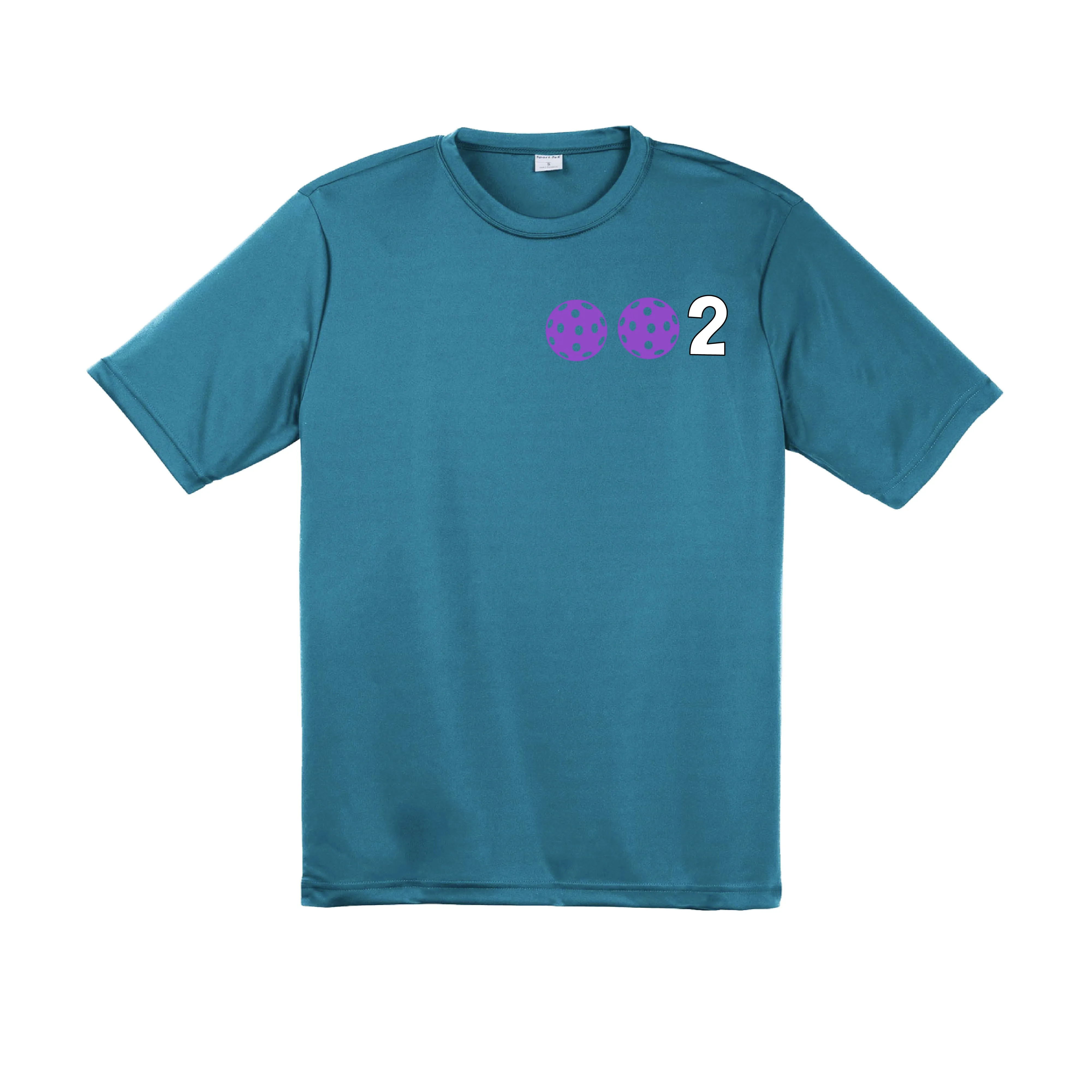 002 With Pickleballs (Purple Rainbow Pink) Customizable | Men's Short Sleeve Pickleball Shirt | 100% Polyester