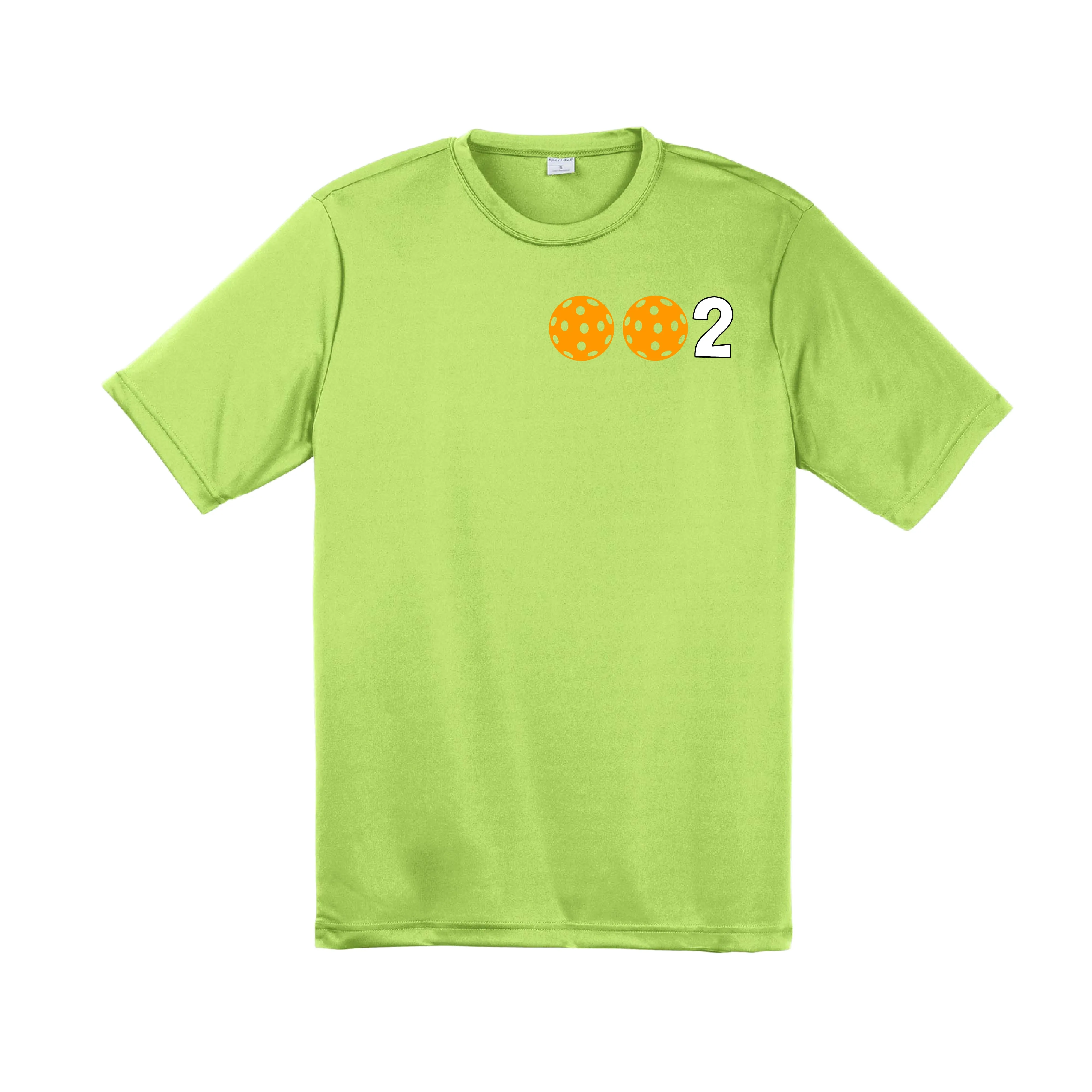 002 With Pickleballs (Red Green Orange) Customizable | Men's Short Sleeve Pickleball Shirt | 100% Polyester