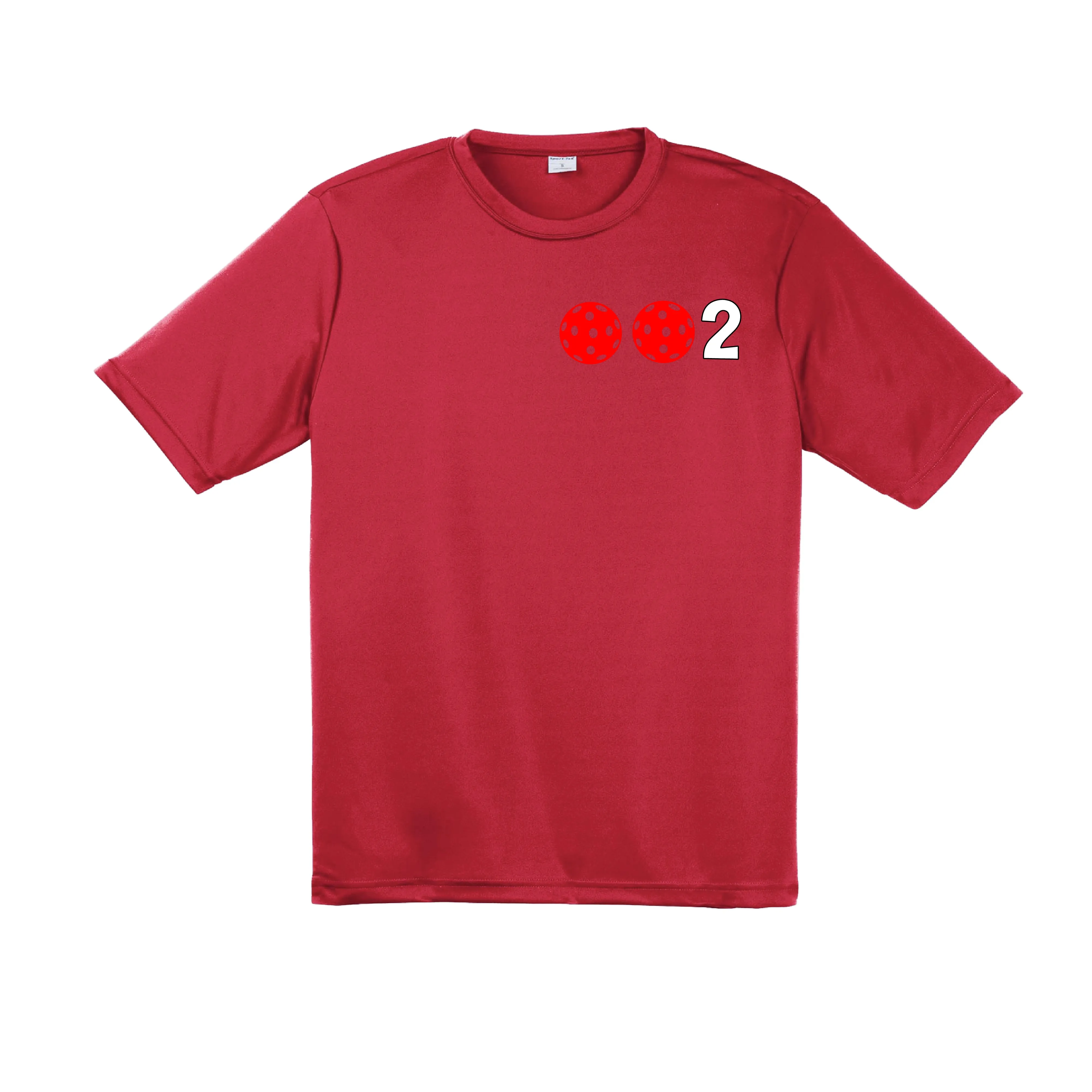 002 With Pickleballs (Red Green Orange) Customizable | Men's Short Sleeve Pickleball Shirt | 100% Polyester