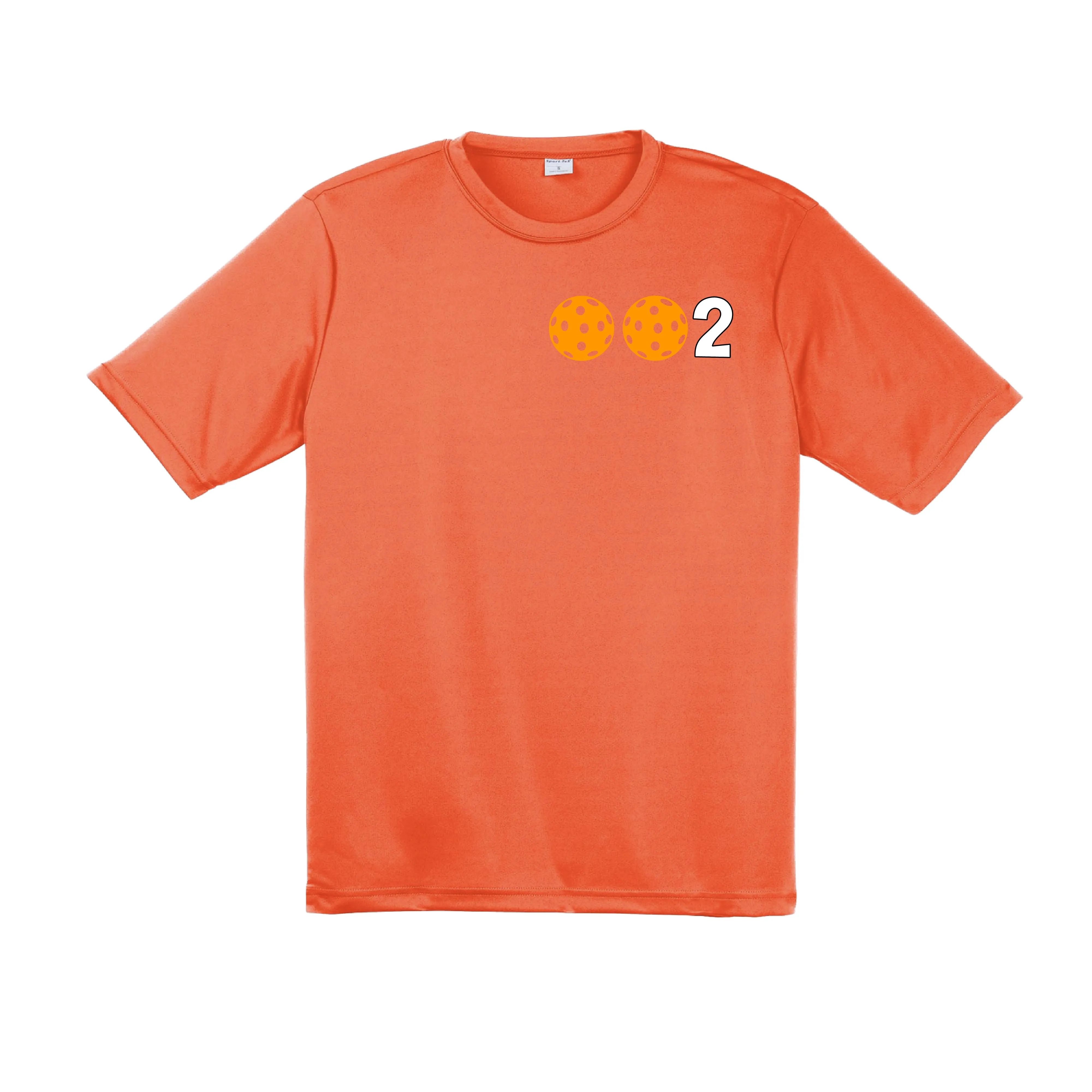 002 With Pickleballs (Red Green Orange) Customizable | Men's Short Sleeve Pickleball Shirt | 100% Polyester