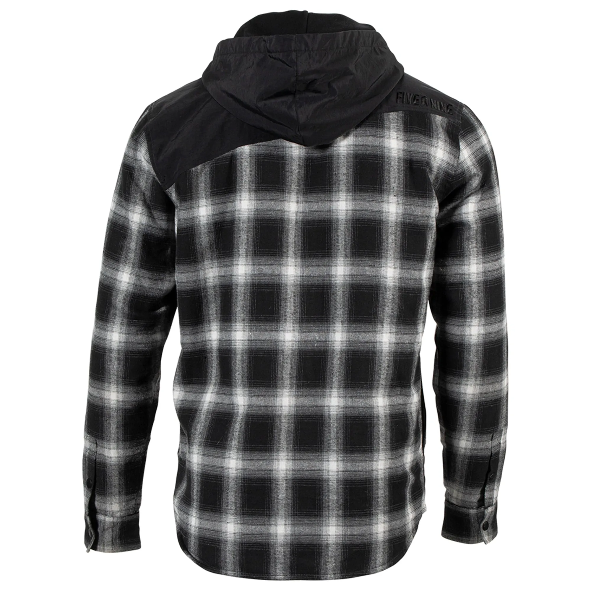 509  Mens Black Grey Check Tech Flannel Shirt Jacket Insulated Button Up