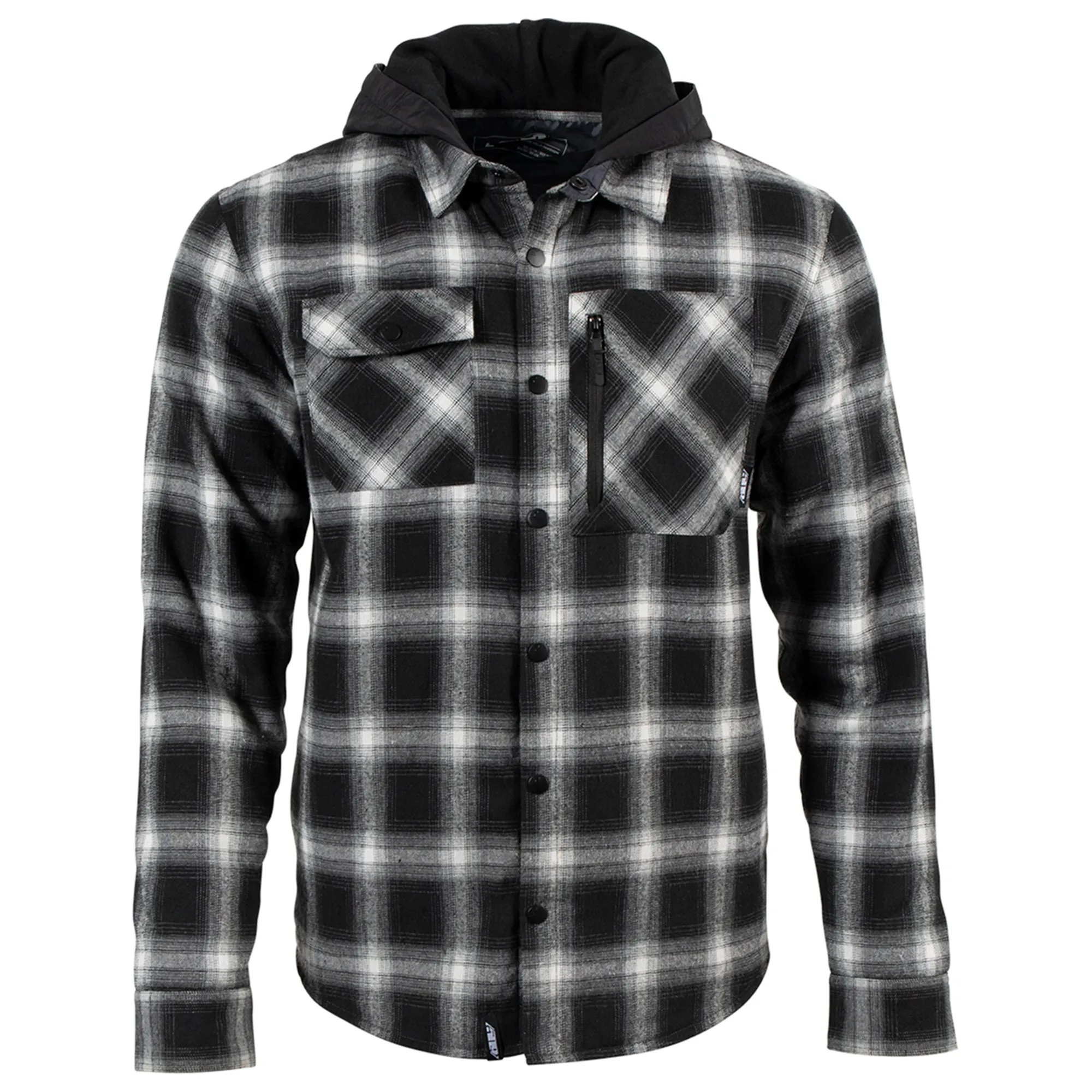 509  Mens Black Grey Check Tech Flannel Shirt Jacket Insulated Button Up