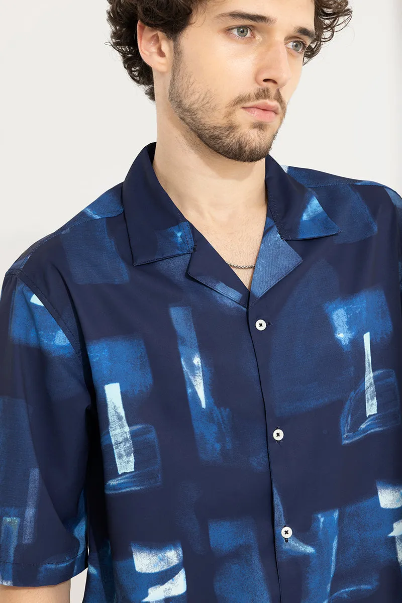 Abstract Block Blue Oversized Shirt