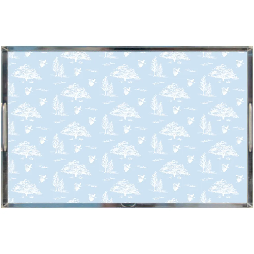 Acrylic Tray - Toile Light Blue