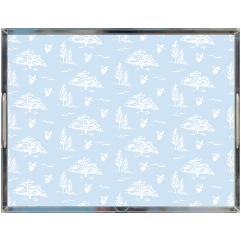 Acrylic Tray - Toile Light Blue