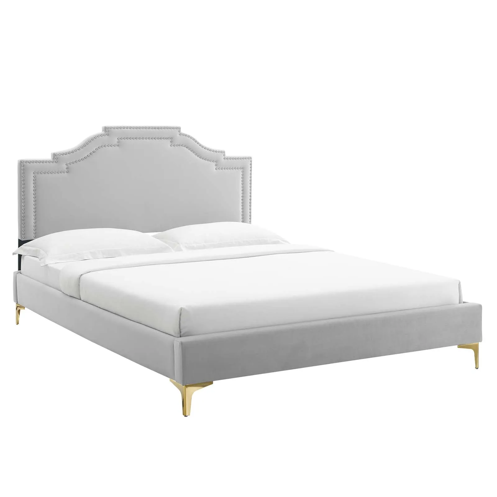 Adelaide Performance Velvet Twin Platform Bed By Modway - MOD-6850 - Light Gray