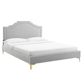 Adelaide Performance Velvet Twin Platform Bed By Modway - MOD-6850 - Light Gray