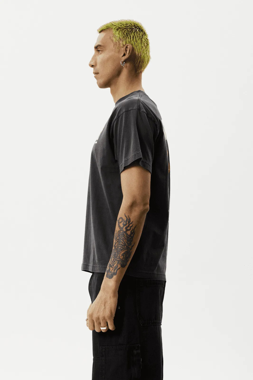 Afends caught in the wild - recycled oversized graphic t-shirt - stone black