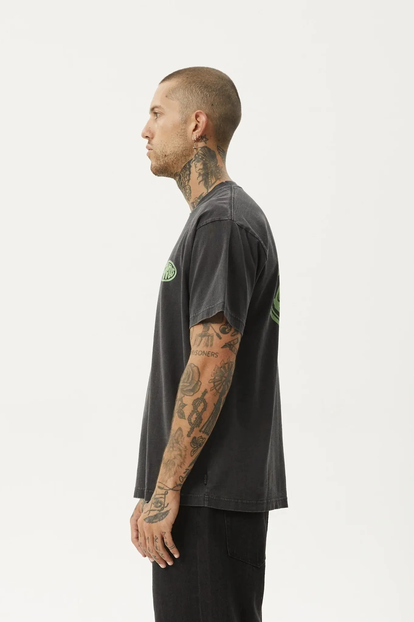 AFENDS FROGGA - HEAVY BOXY FIT TEE STONE BLACK Heavy Boxy Fit Tee