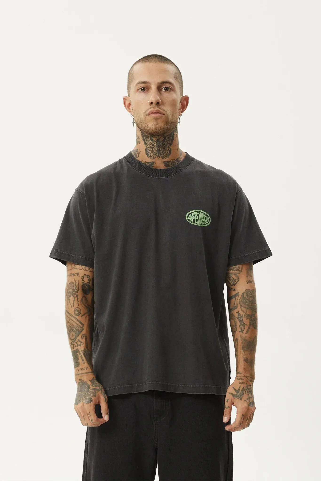 AFENDS FROGGA - HEAVY BOXY FIT TEE STONE BLACK Heavy Boxy Fit Tee