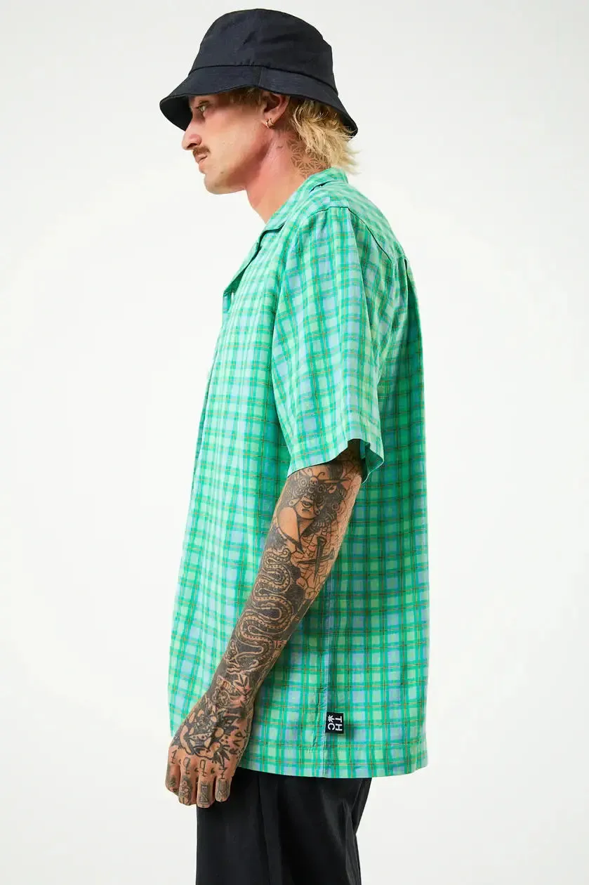 Afends meadows - hemp check cuban short sleeve shirt - forest check