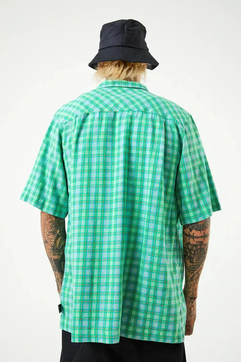 Afends meadows - hemp check cuban short sleeve shirt - forest check