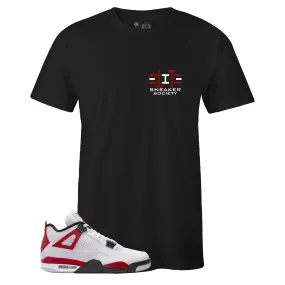 Air Jordan 4 Retro Red Cement Inspired Black Crew Neck Wrong T-shirt