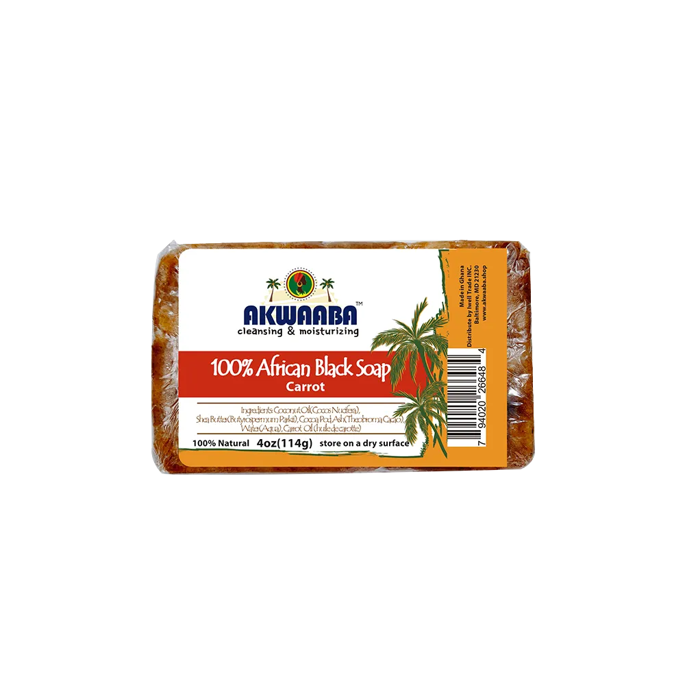 Akwaaba African Black Soap Bar (Carrot) 4oz