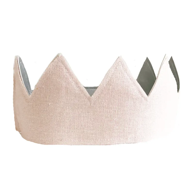 Alimrose - Fabric Crown - Pink Linen & Silver