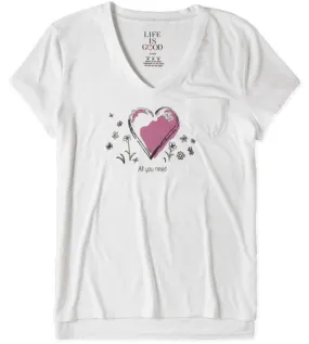 All You Need Heart Vee T-Shirt by Life is good