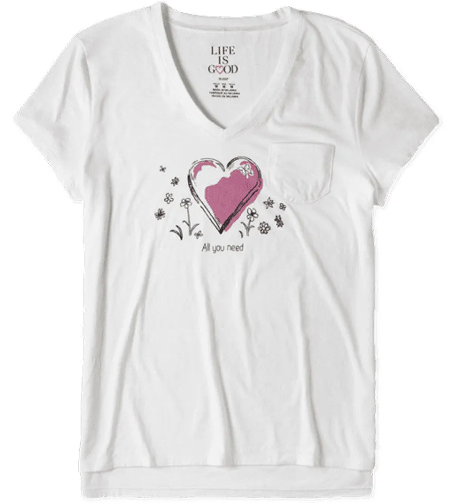 All You Need Heart Vee T-Shirt by Life is good