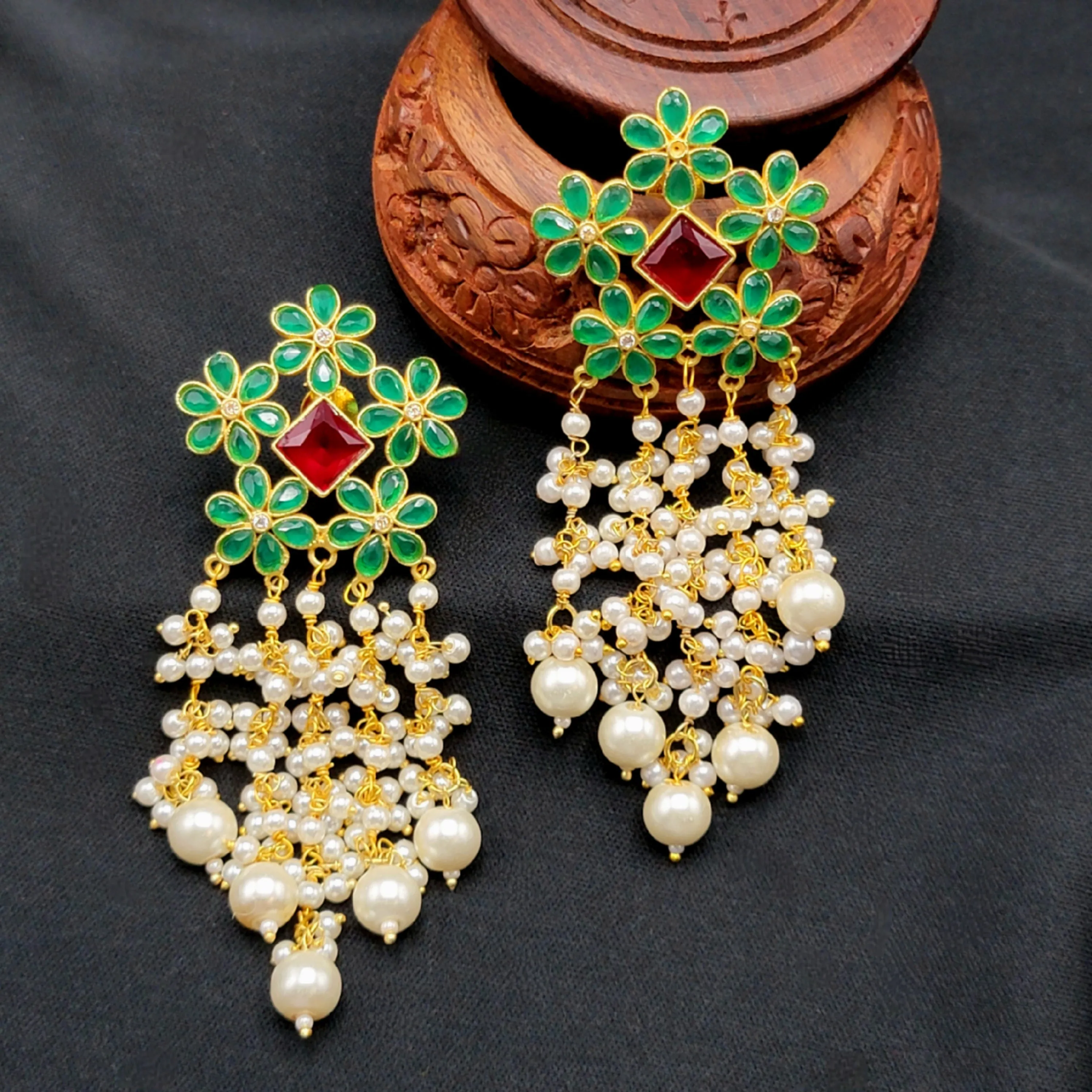 Amrapali Inspired Floral Earring with Pearls