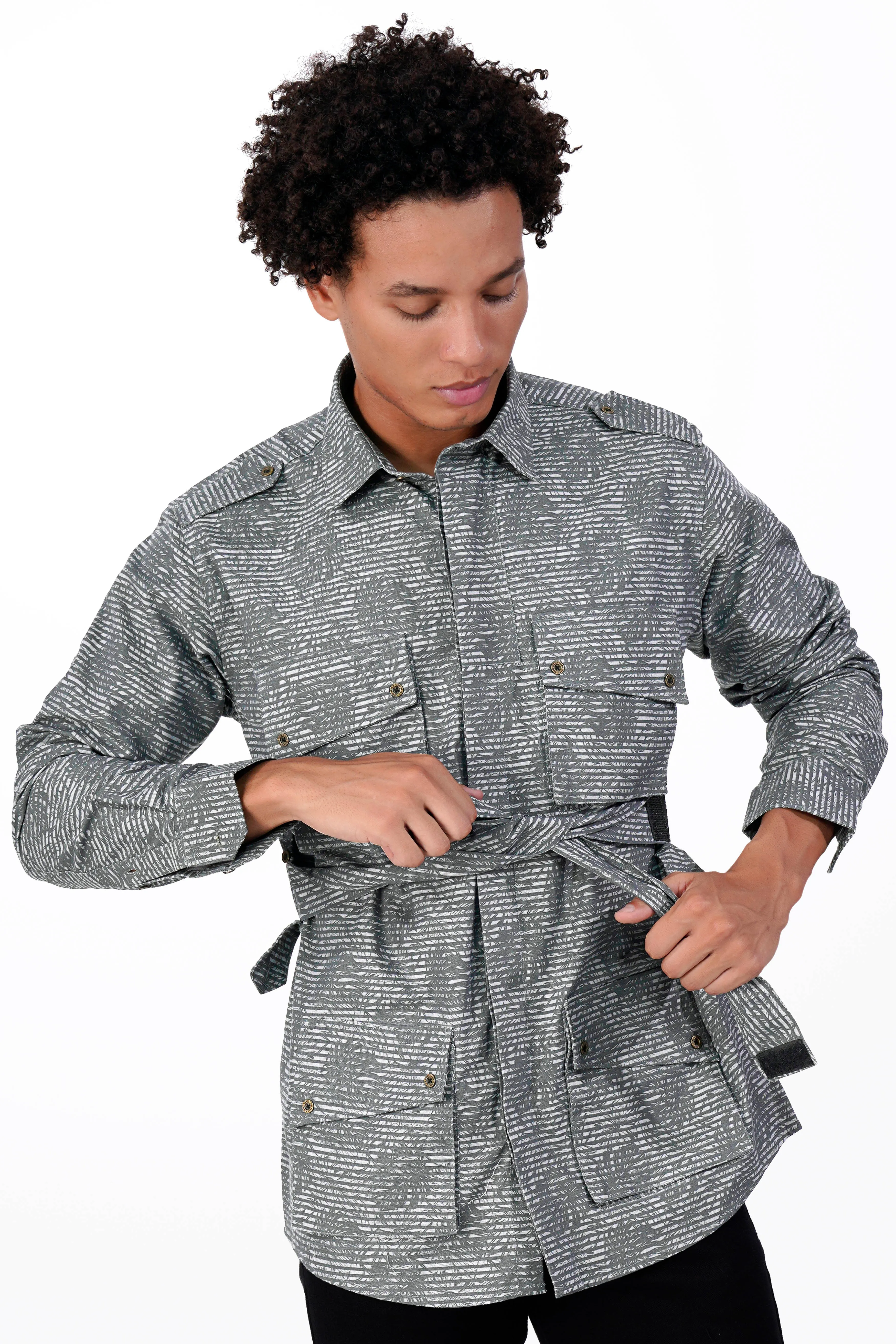 Arsenic Gray Textured Royal Oxford Designer Shirt