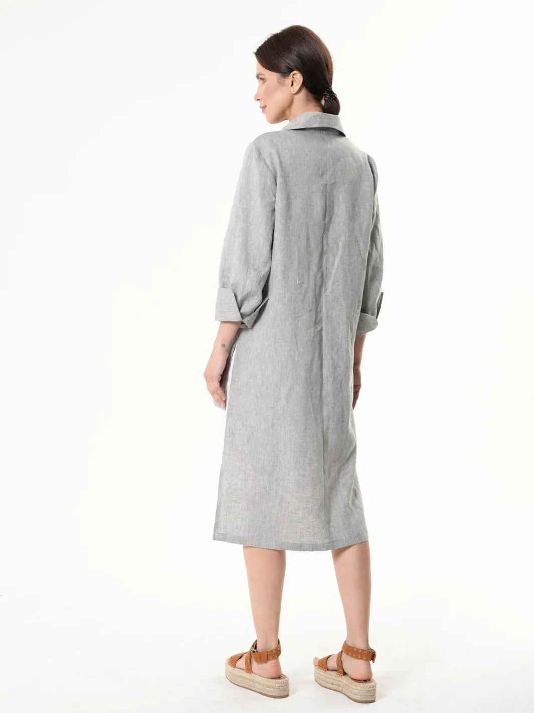 Asymmetric Linen Shirt In Gray