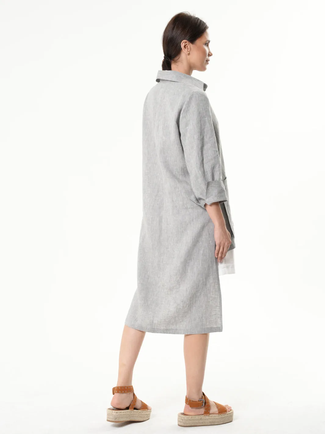 Asymmetric Linen Shirt In Gray