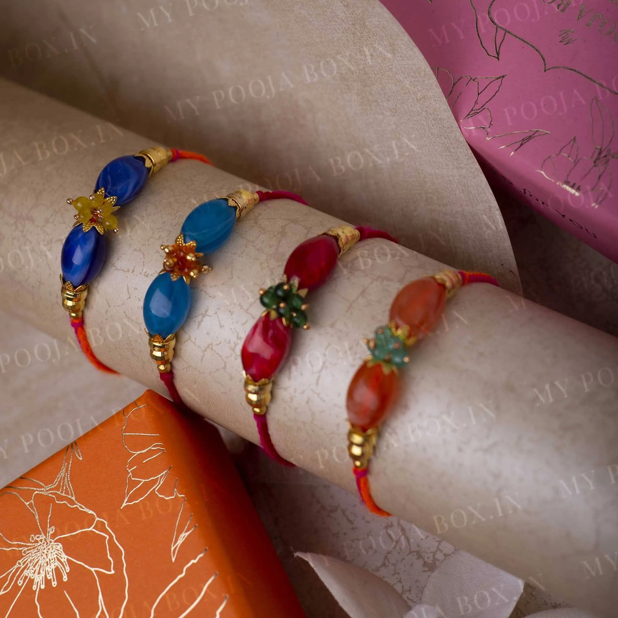 Aurora Beaded Rakhi Set of 4