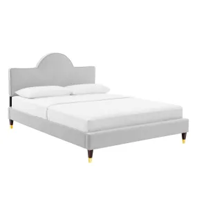 Aurora Performance Velvet Queen Bed By Modway - MOD-6517 - Light Gray