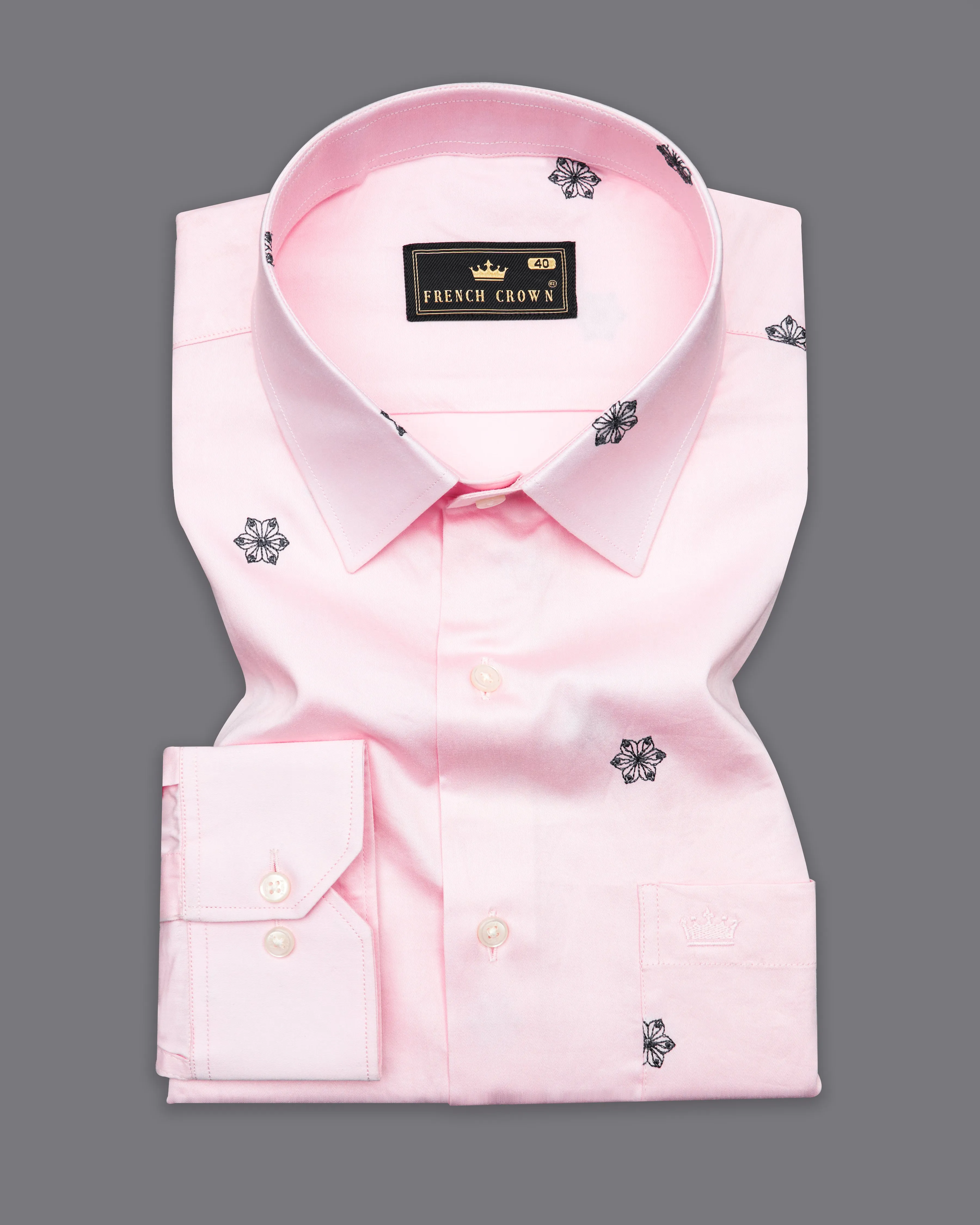 Azalea Pink with Black Textured Super Soft Premium Cotton Shirt