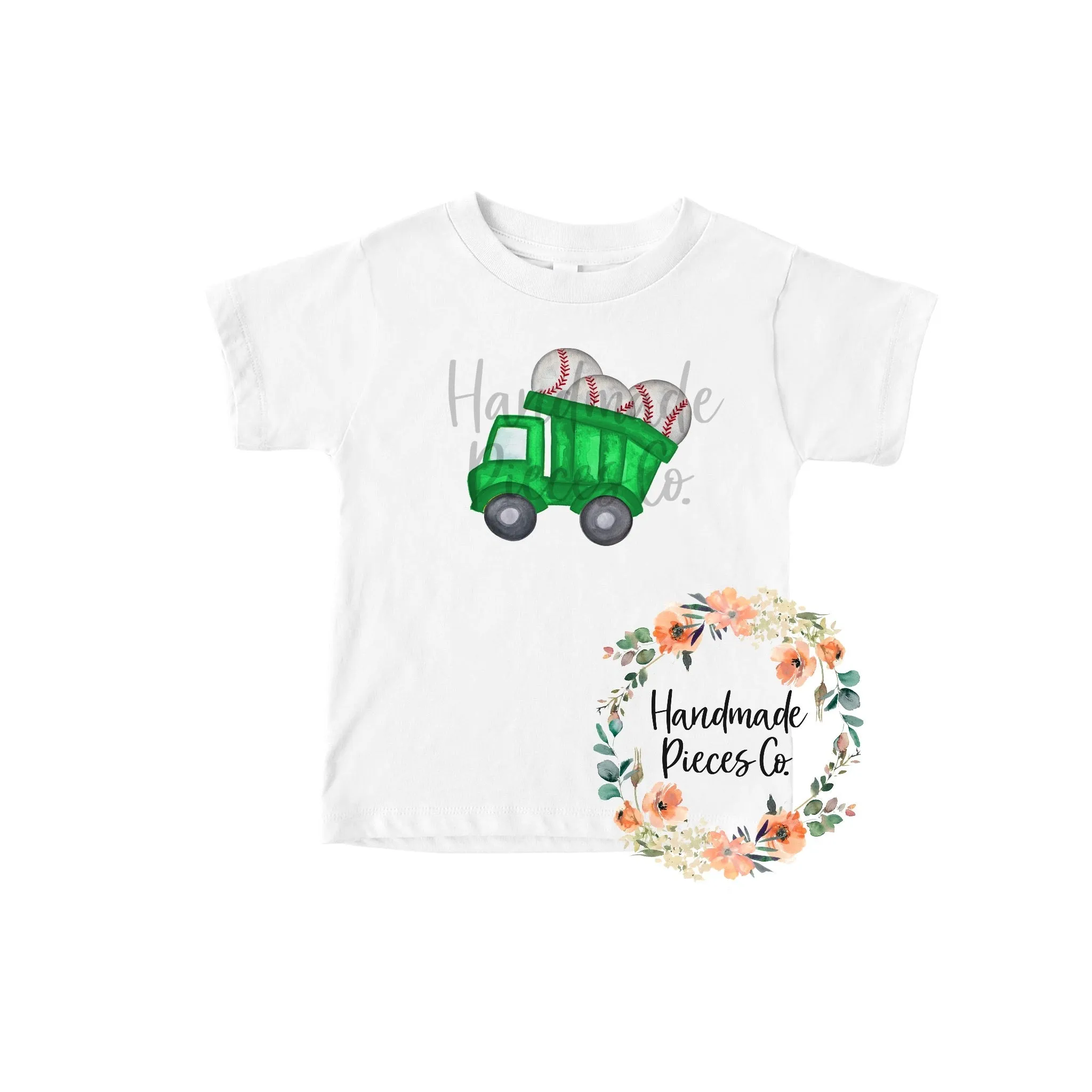 Baseball Dump Truck, Green - Sublimation or HTV Transfer