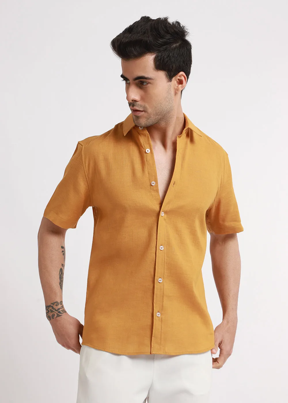 Batiste Gold Orange Linen shirt