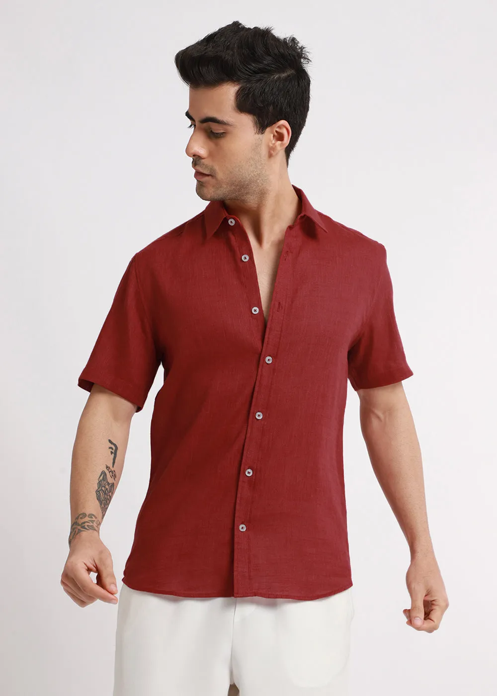 Batiste Red Linen Shirt