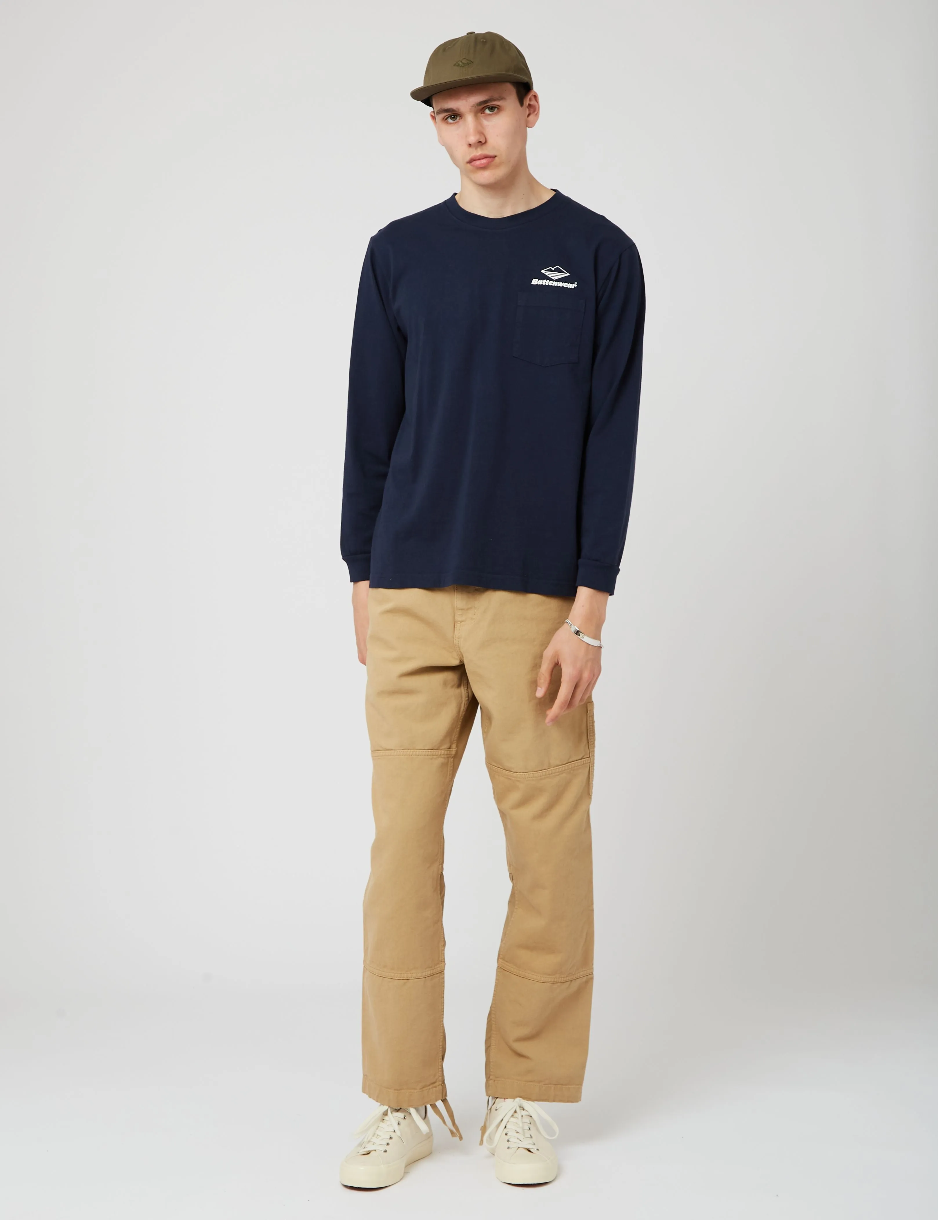 Battenwear Team Long Sleeve Pocket T-Shirt (5.5 oz.) - Navy Blue