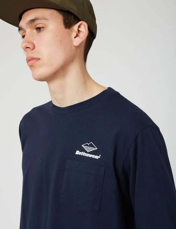 Battenwear Team Long Sleeve Pocket T-Shirt (5.5 oz.) - Navy Blue