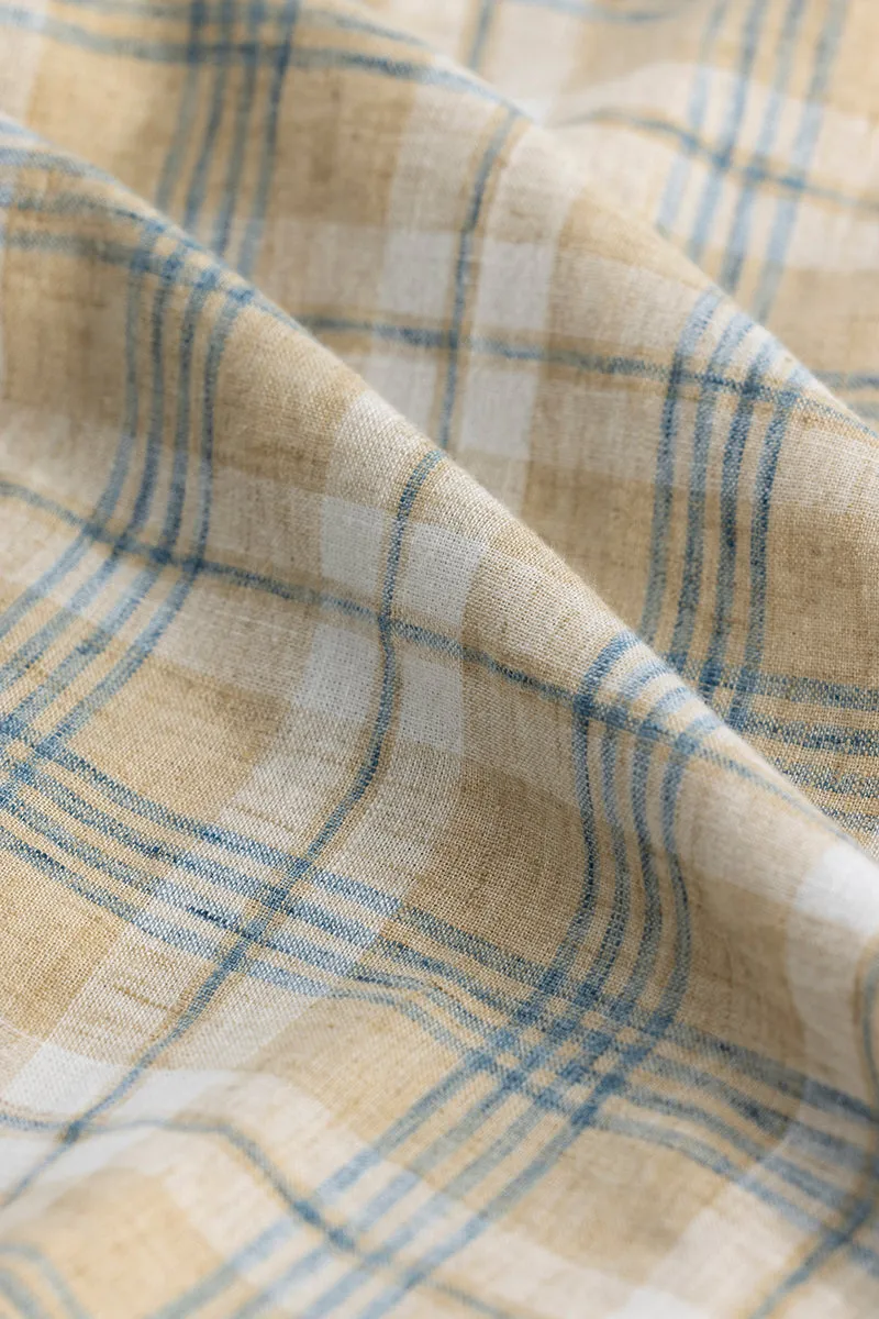 Beige Checks Linen Blend Shirt