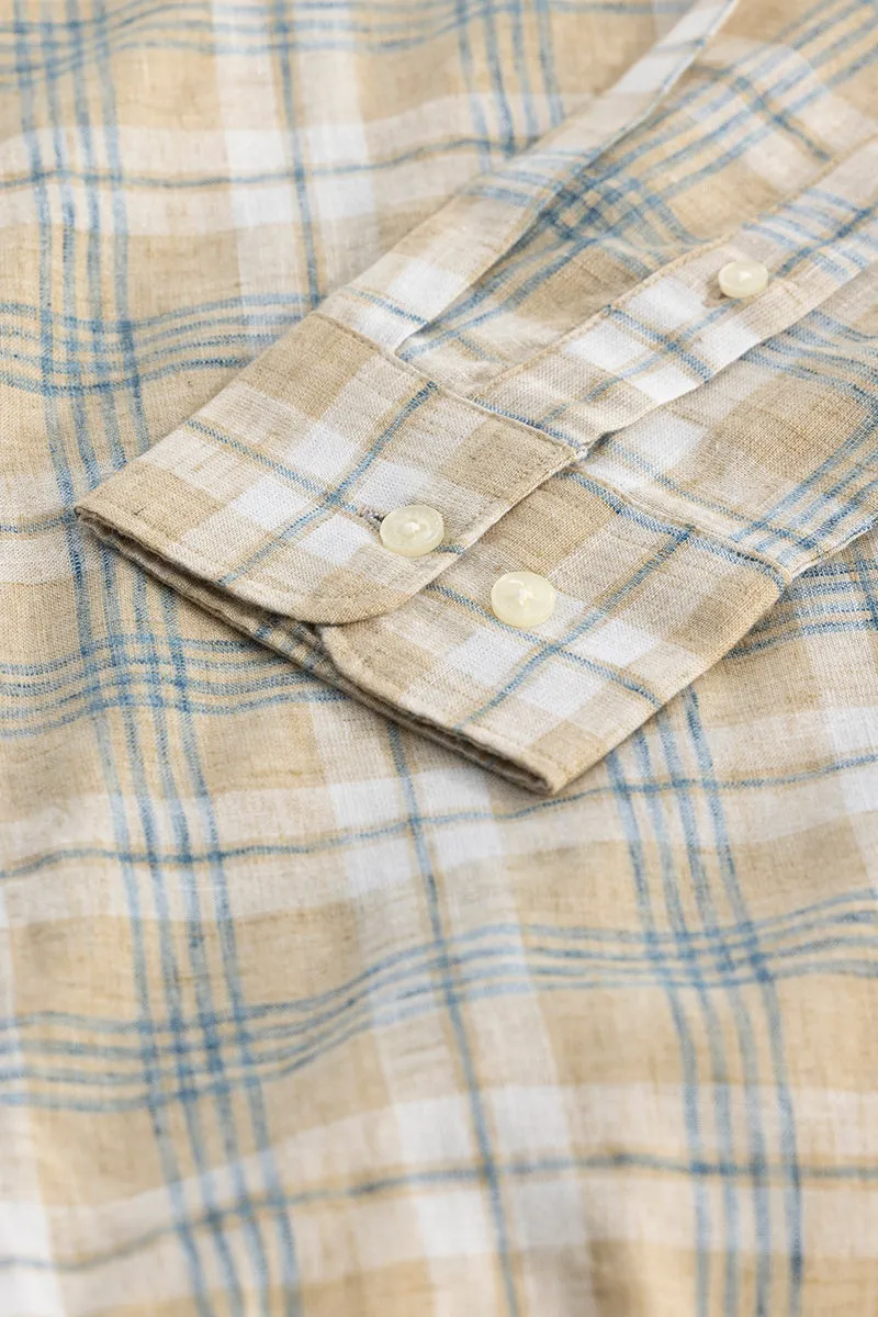 Beige Checks Linen Blend Shirt