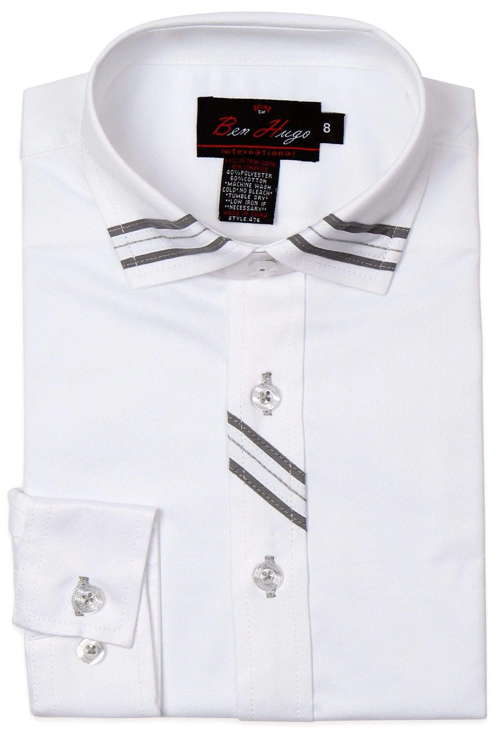 Ben Hugo Boys White Shirt With Trim Style: 476