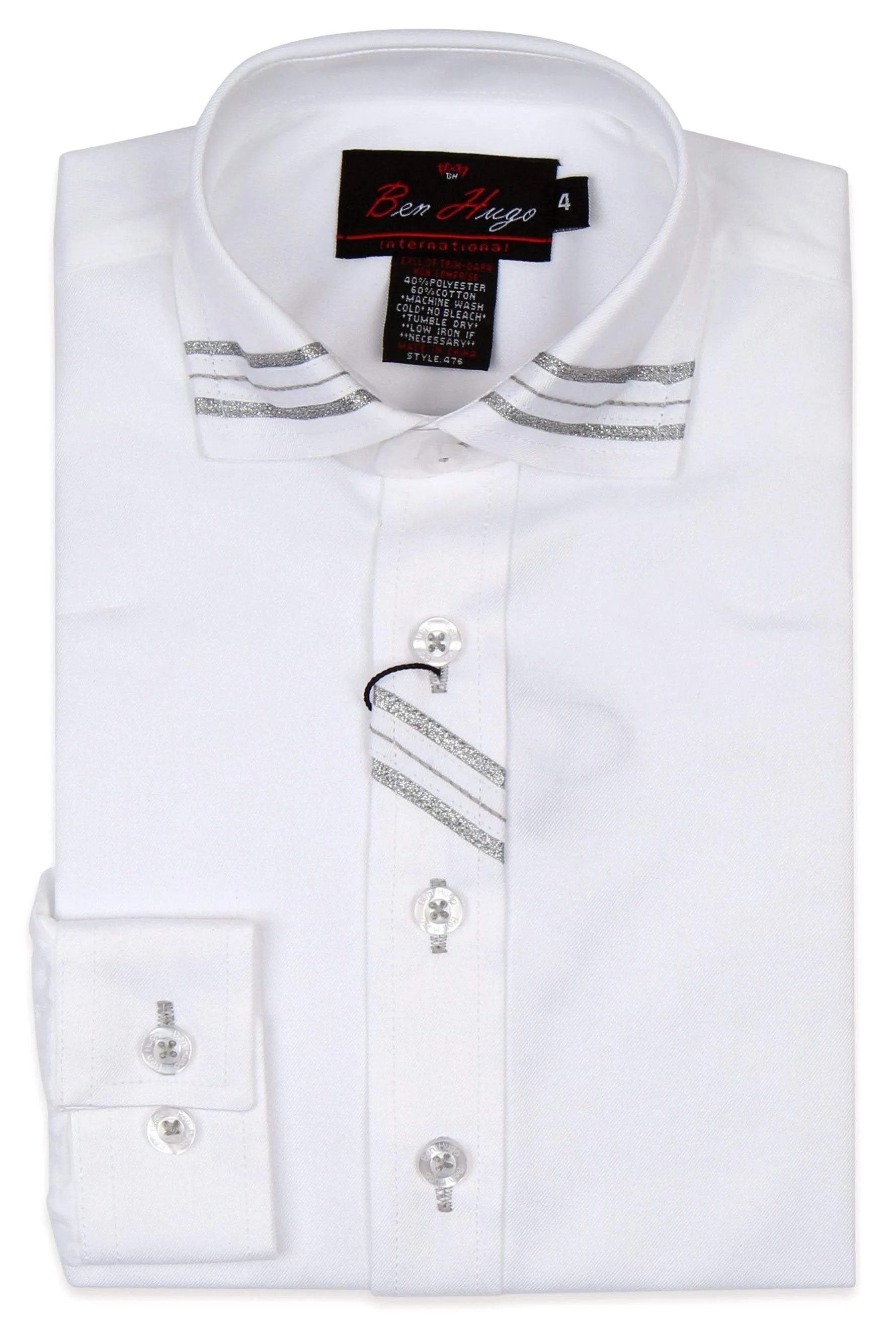 Ben Hugo Boys White Shirt With Trim Style: 476