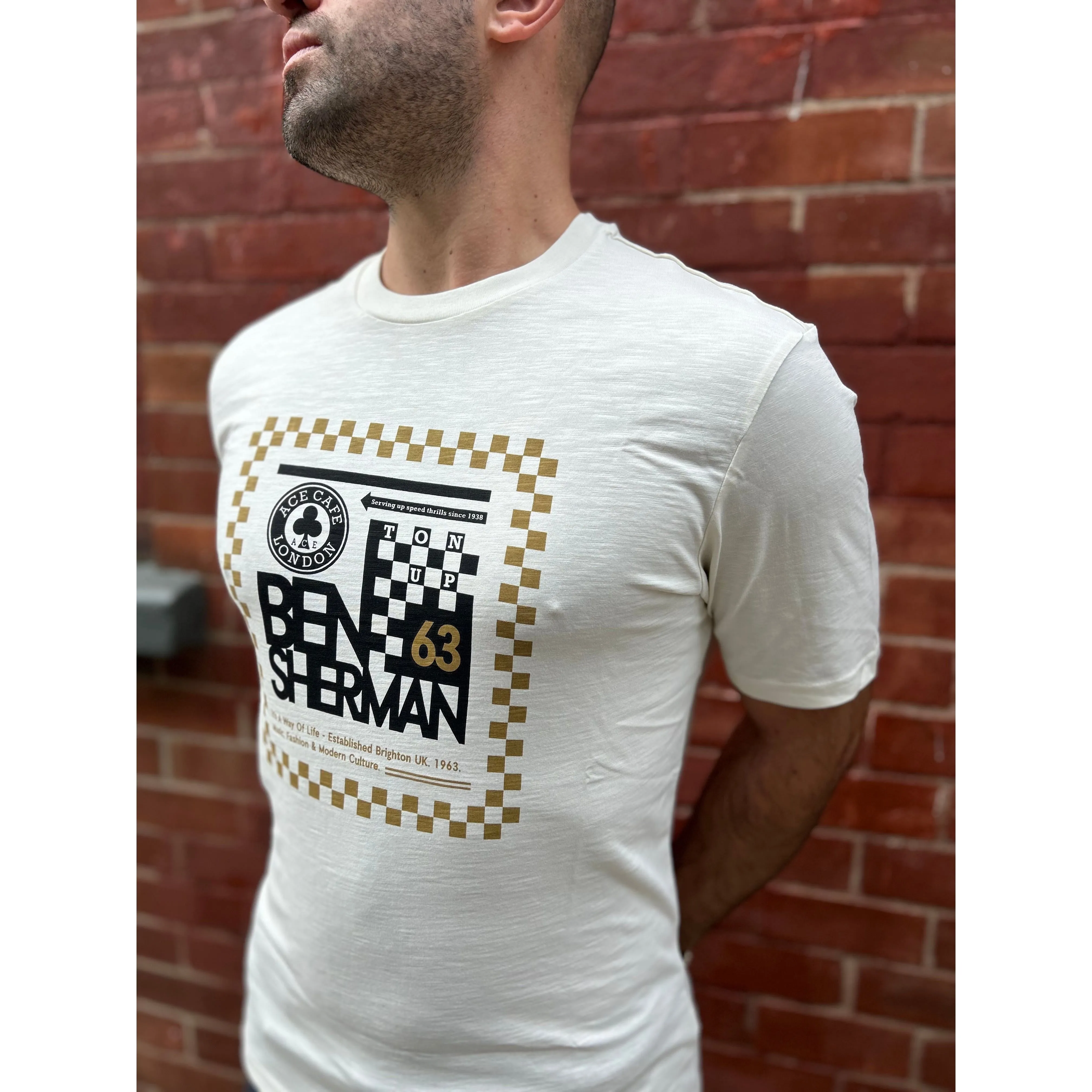 Ben Sherman - Ace Cafe Chequerboard Ivory - T-Shirt