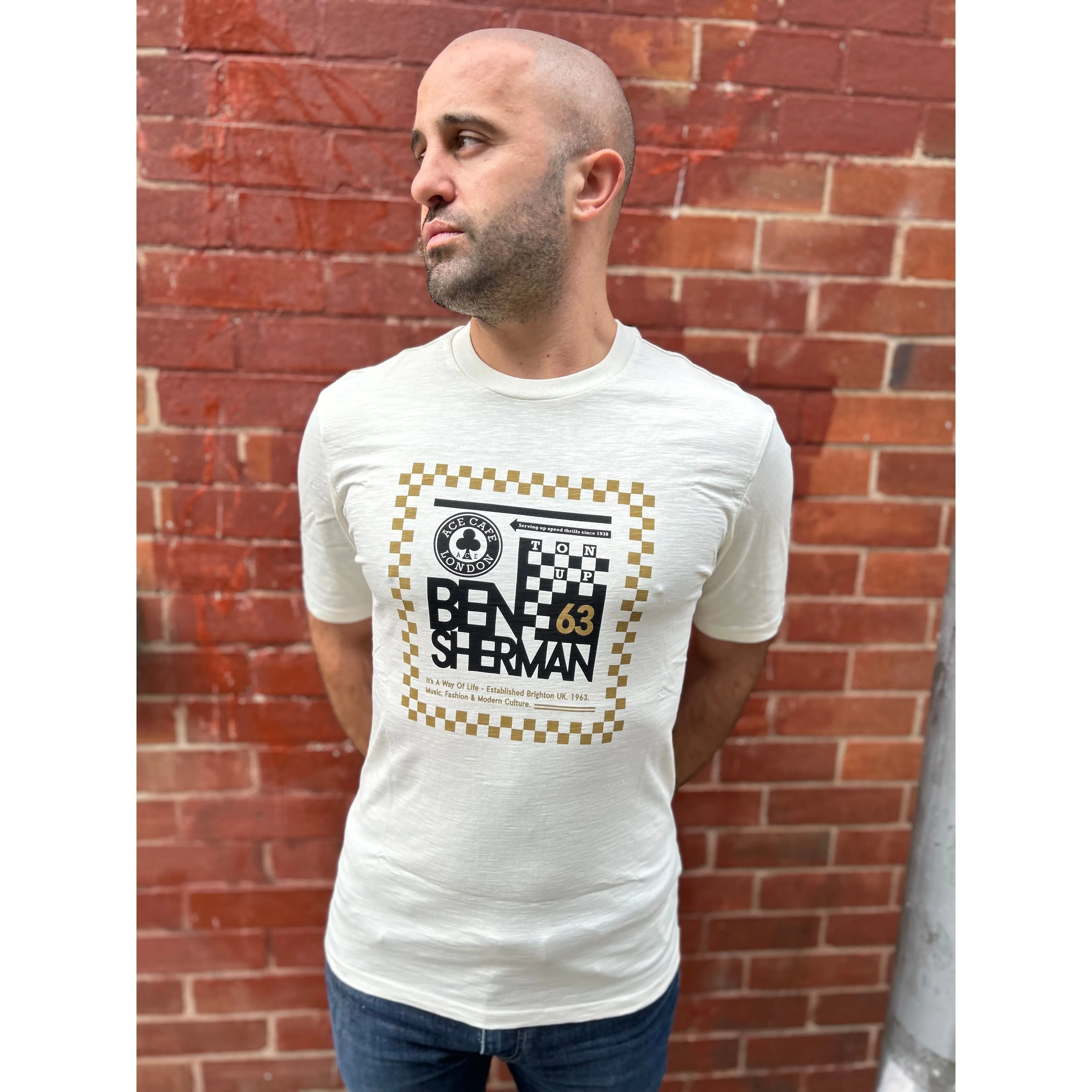 Ben Sherman - Ace Cafe Chequerboard Ivory - T-Shirt