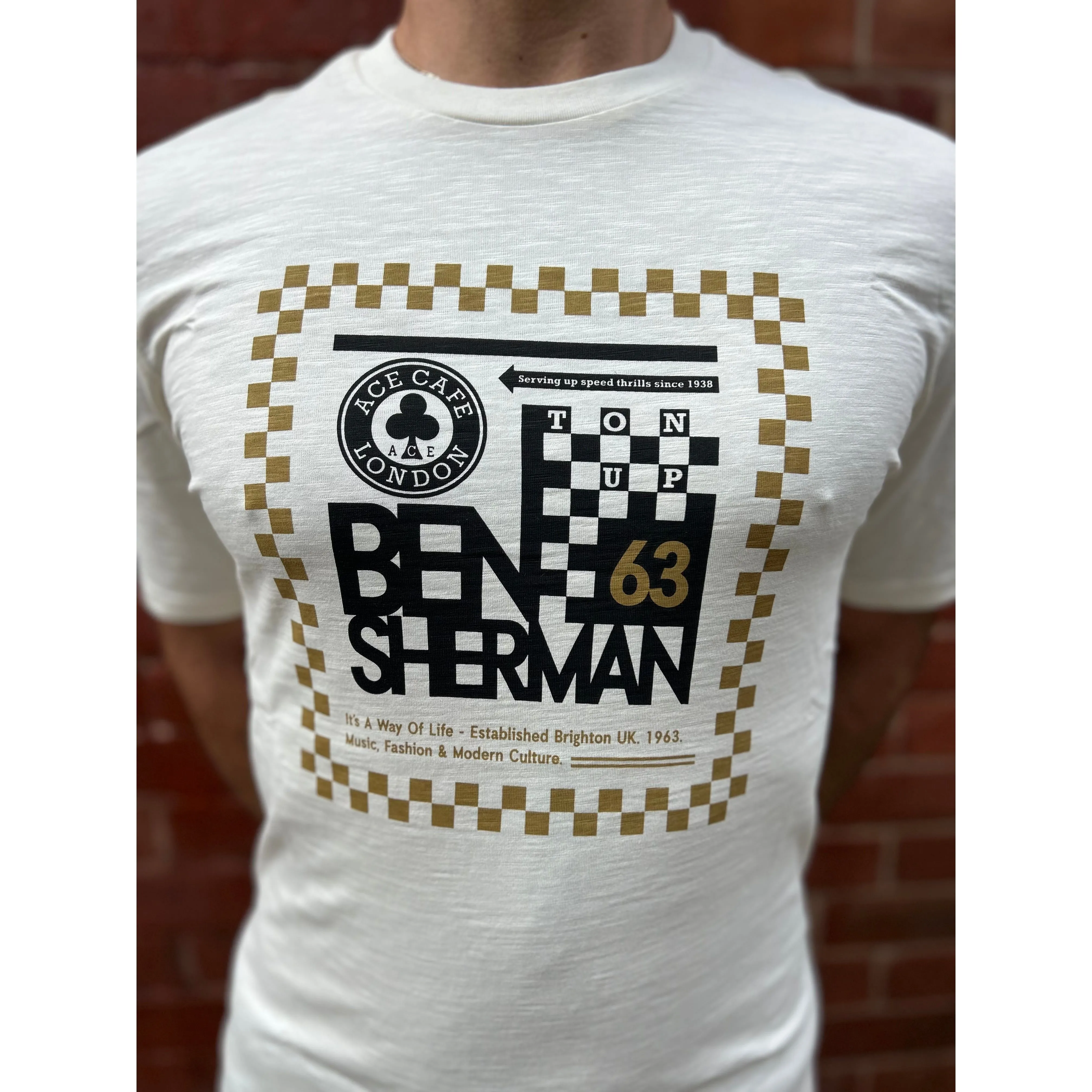 Ben Sherman - Ace Cafe Chequerboard Ivory - T-Shirt