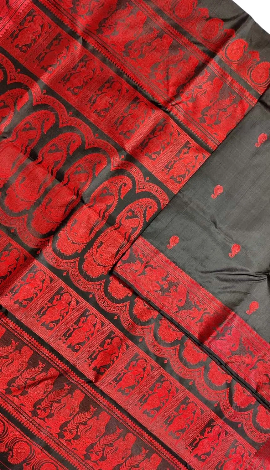 Exquisite Black Baluchari Pure Silk Handloom Saree