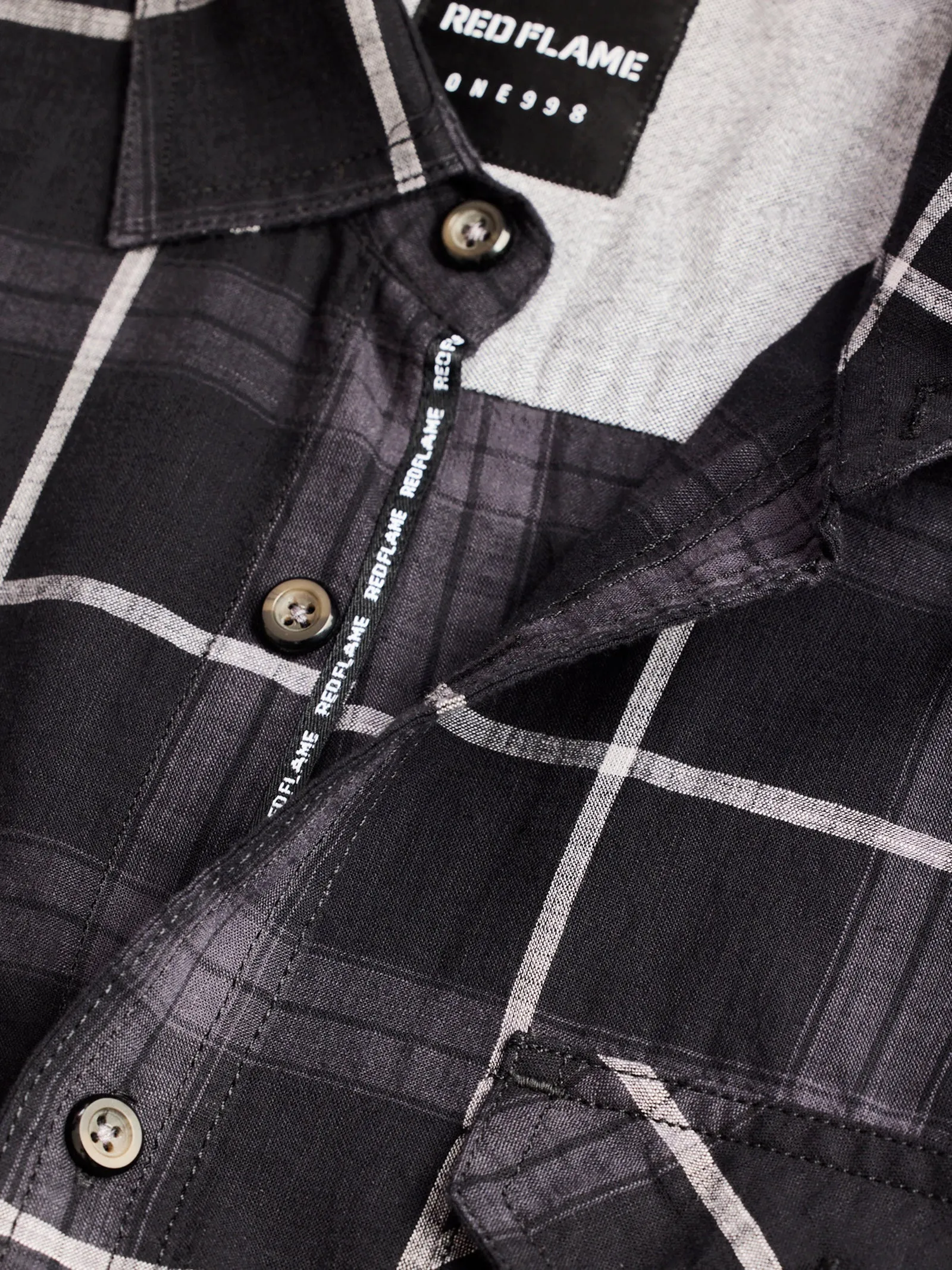 Black Pure Cotton Checked Shirt