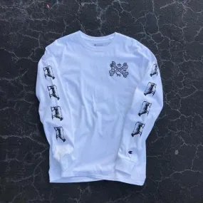 Black Sheep x Champion Bones Long Sleeve Tee White