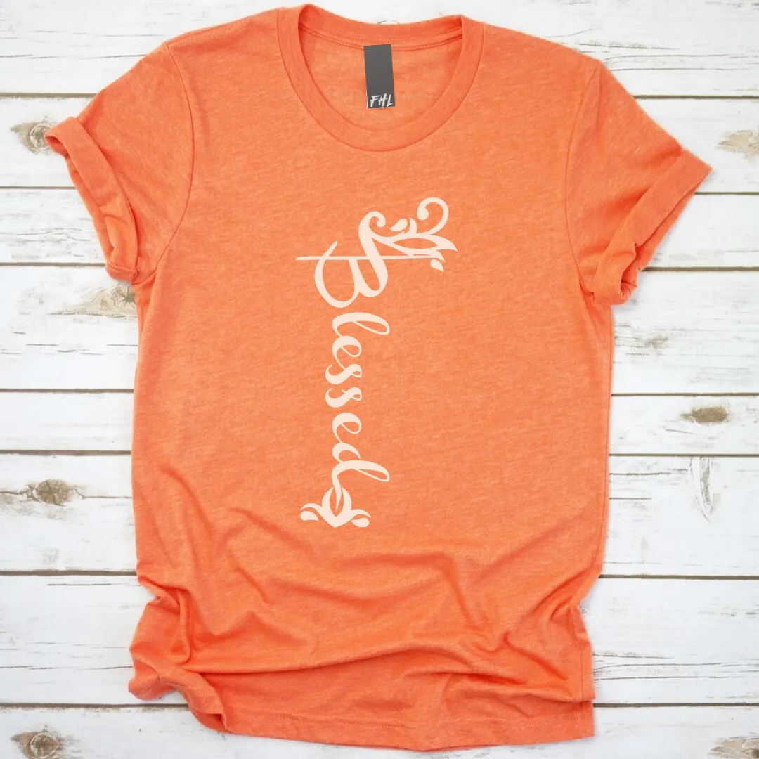 Blessed Ornamental Design Heather Orange T-Shirt