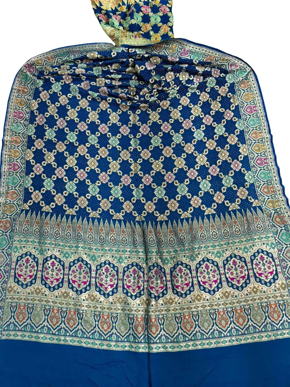 Blue Banarasi Bandhani Georgette Dupatta - Pure Elegance