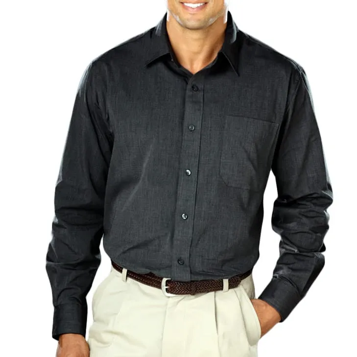 Blue Generation Long Sleeve Heathered Crossweave Shirt