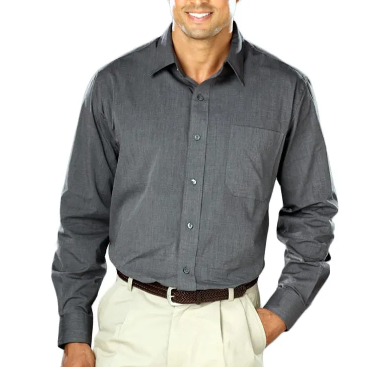 Blue Generation Long Sleeve Heathered Crossweave Shirt