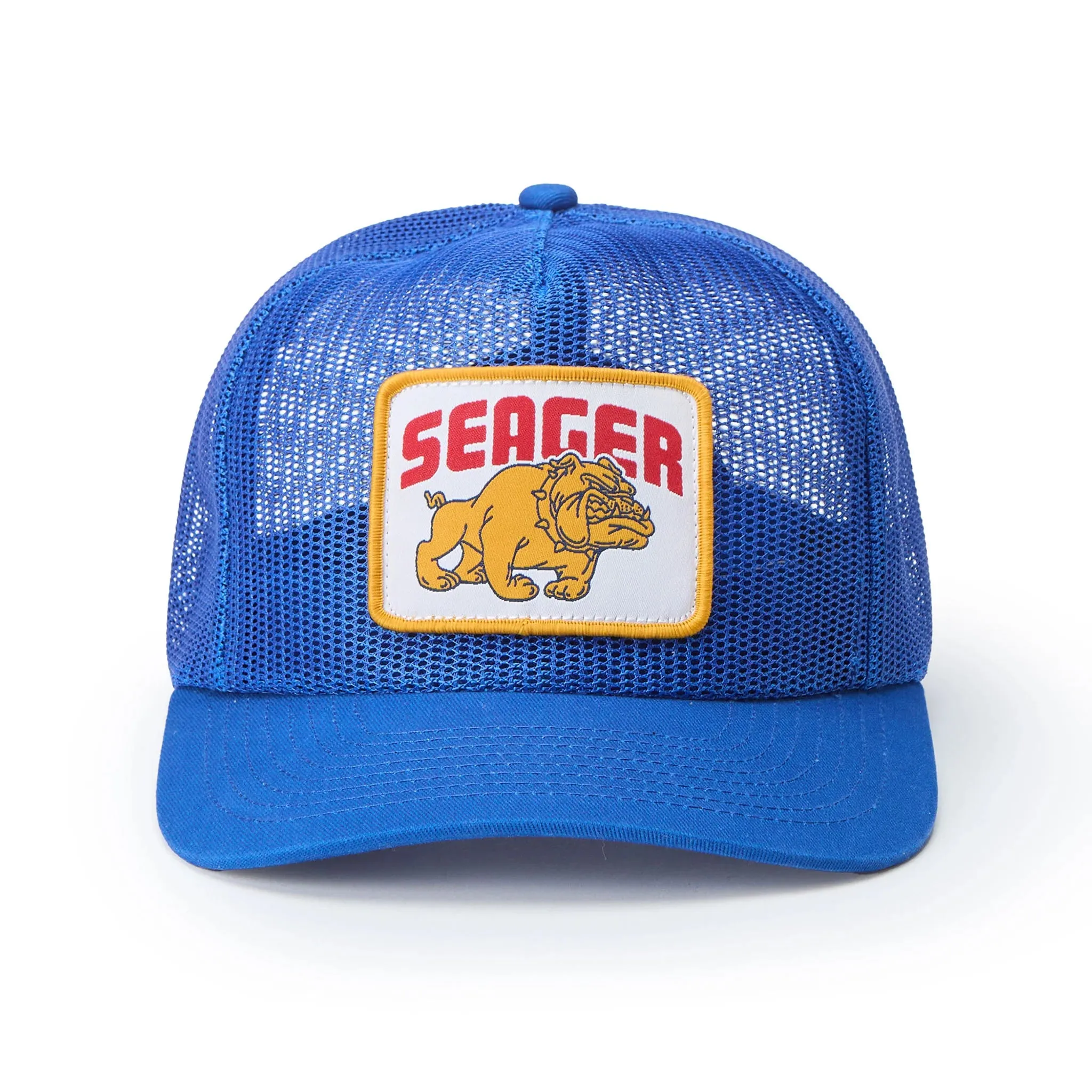 Seager Blue Bulldog All-Mesh Snapback Cap - Adjustable & Breathable Design