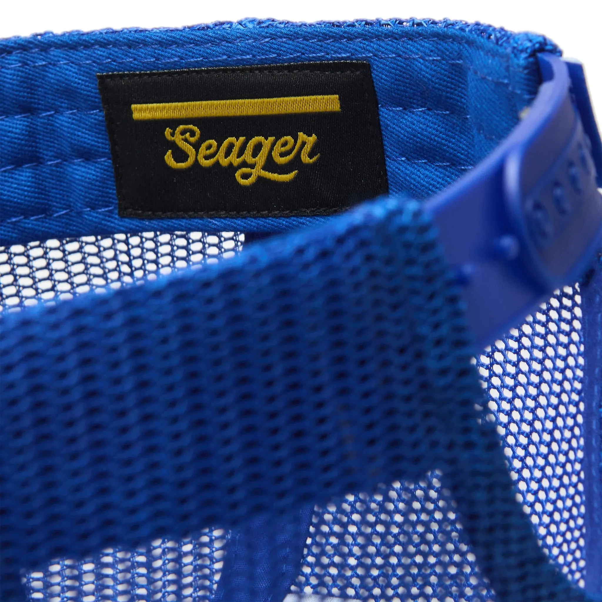 Seager Blue Bulldog All-Mesh Snapback Cap - Adjustable & Breathable Design